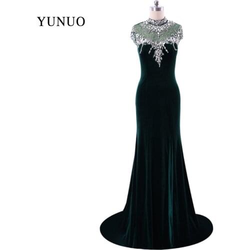 Glamorous Long Evening Dresses 2019 High Neck Sparkly vestido longo Robe De Soiree Real Custom Size x11261