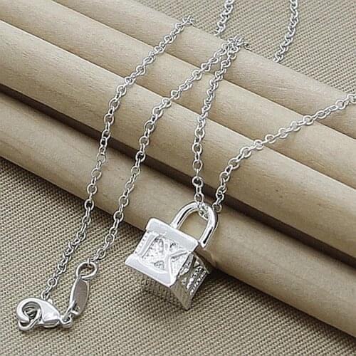 Brand New Design Necklace 925 Sterling Silver Jewelry Square Roma Necklace Pendant Women Collier Femme Best Gift