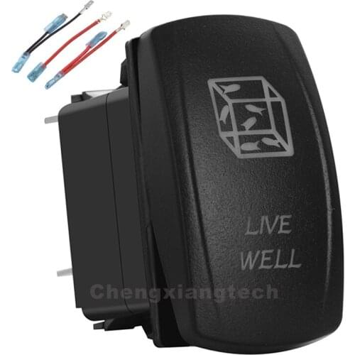 Live Well Up Blue & Red Led Rocker Switch ARB Carling 5P SPST ON/OFF 12v/24v +Jumper Wires Set Car Boat Truck Waterproof