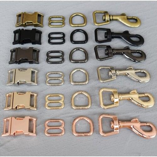 10 sets metal buckle 8 buckle retailing 15mm for handmade dog Collar leash set harness D rings plated metal buckle