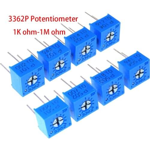 10pcs 3362P series resistance 101 201 501 102 202 502 103 Trimpo Trimmer Potentiometer 3362 500R 1K 2K 5K 10K 20K 50K 100K