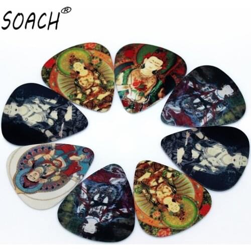 SOACH 10pcs 0.46mm guitar picks pick guitar paddle PVC double-sided printing Buddha pattern string instrument accessories