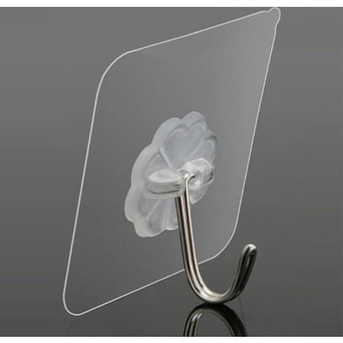 10 pcs Tranparent Strong Adhesive Heavy Duty Wall Hooks Waterproof for Kitchen Bathroom