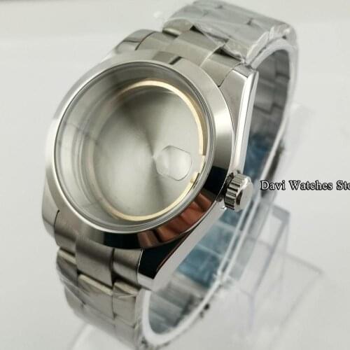 40mm Silver Sapphire Glass Watch Case Stainless Steel Bracelet Fit ETA 2836 Miyota 8215 821A Mingzhu Dg2813 3804 Movement