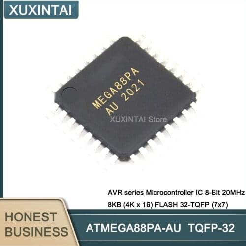 50Pcs/Lot ATMEGA88PA-AU ATMEGA88PA AVR series Microcontroller IC 8-Bit 20MHz 8KB (4K x 16) FLASH TQFP-32 (7x7)