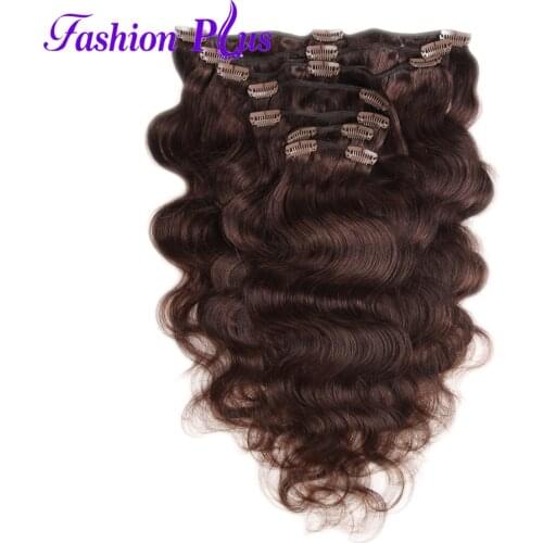 Fashion Plus Clip In Hair Extensions Body Wave Human Hair 7pcs/set 120g Clip Ins Full Head 18inch-22inch Remy Hair Extensions