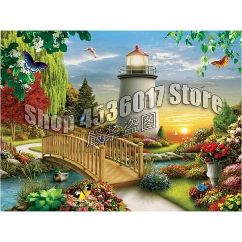 Diamond Painting Gardening & Flowers DIY Diamond Embroidery Full Square Drill Lighthouses Diamond Mosaic Rhinestone Decor Gift