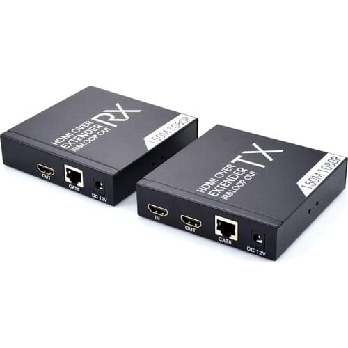 AOEYOO 150M HDMI Extender Support POE and HDMI Loop Output With IR Remote 1080P HDMI Repeater Over Cat5e/6 Cables