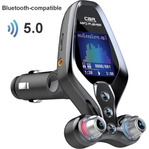 Konrisa Car FM Transmitter Handsfree Bluetooth 5.0 One Key Power On/Off EQ Mode Car MP3 Music Player QC3.0 Dual USB Charger