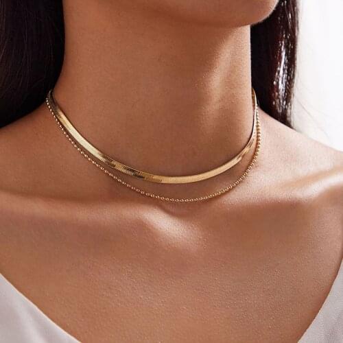 Tocona Punk Gold Color Choker Necklace for Women Charms Bead Alloy Metal Clavicle Chain Party Jewelry Accessories Collar 13329