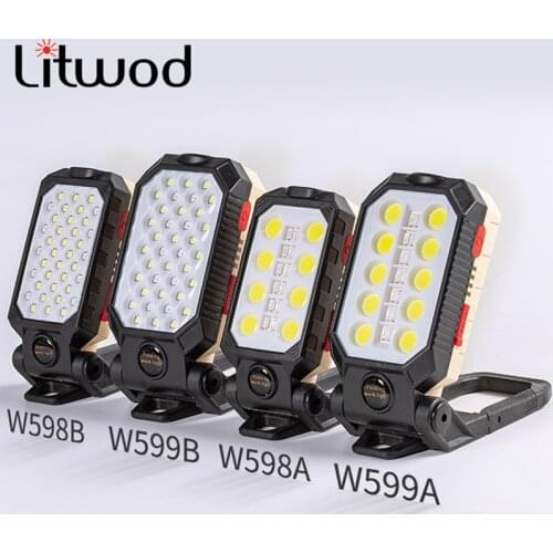 COB Work Light Portable LED Flashlight USB Rechargeable Adjustable Waterproof Camping Lantern Magnet Design with Power Display