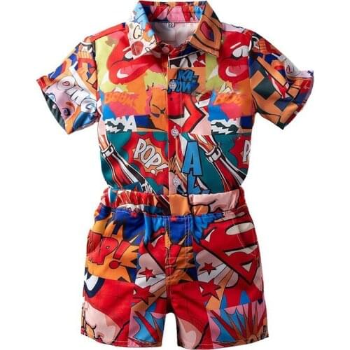 Doodle Boys Sets Street Toddler Shirt + Shorts Cottom Fashion Summer Childrens Outit Kids Clothes