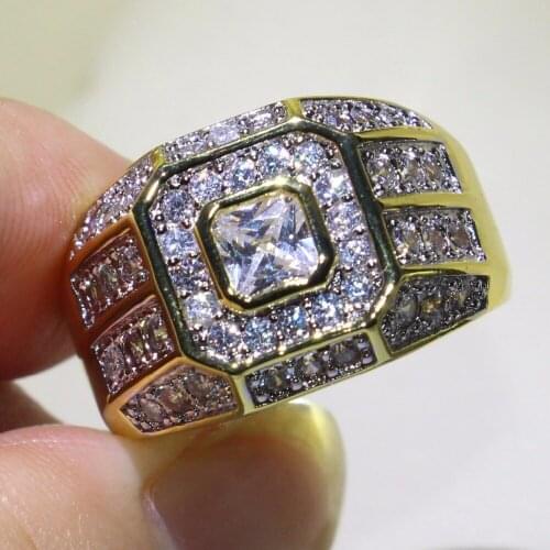 Hot 2018 Brand New Choucong Luxury Jewelry 925 Silver&Gold Fill Princess Pave Finger Rings AAA CZ Male Band Ring for Men Gift