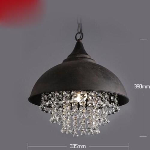 American country retro industrial style crystal chandelier wrought iron single lid luxury living room hotel decorative lights