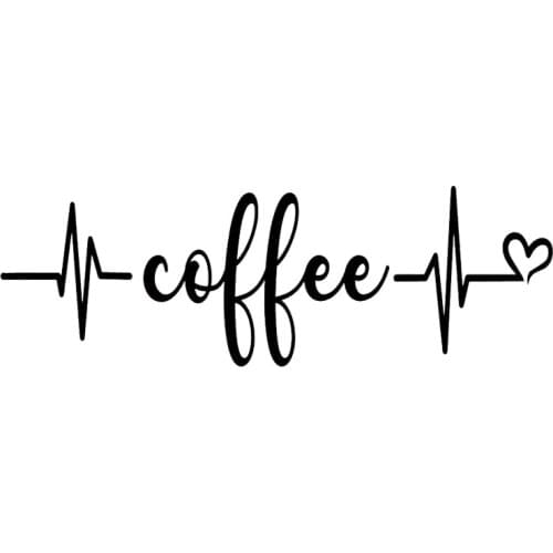 Coffee Word Sticker Heartbeat Liveline Family Decal Black/silver Window Glass Car Sticker Decal AL391
