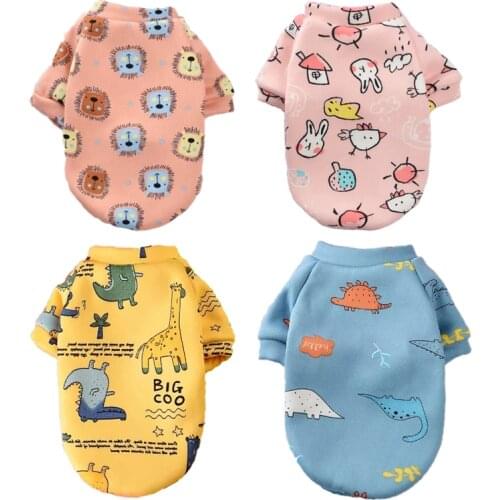 Pet Dog Costume Cute Animal Printed Pet Coat Cotton Soft Pullover Dog Shirt Jacket Sweatshirt Cat Sweater Pets Clothing Outfit