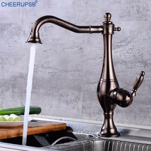 Kitchen Sink Brush Faucet Deck Mount Steam Water Tap Hot Cold Water Mixer Faucets 360 Degree Swivel Antique Copper Taps Torneira