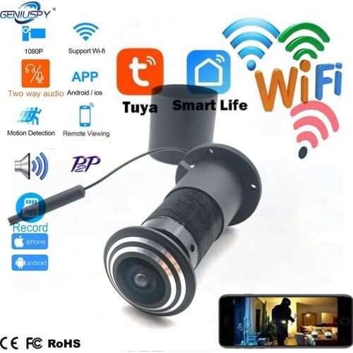 1080P Mini Peephole Wifi Door Eye Hole Camera Wireless IP P2P Onvif Motion Detection Two Way Audio ICSEE Camera TF Card Slot