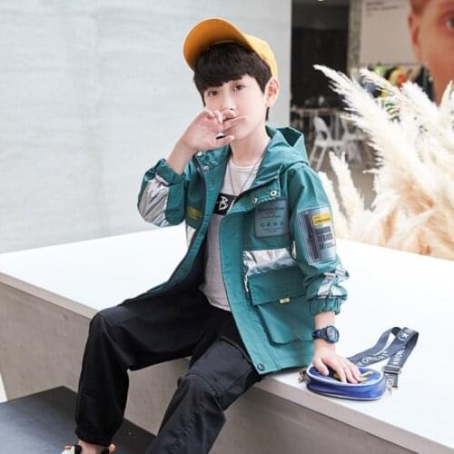 Fashion Hooded Spring Autumn Coat Outerwear Top Children Clothes Kids Costume Teenage School Boy Clothing High Quality