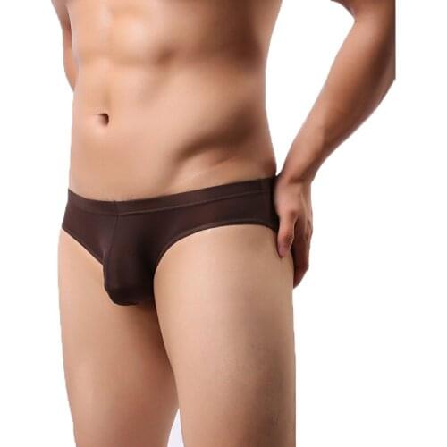 Men Sexy Low Waist Briefs Modal Ice Silk Breathable Lingerie Panties U Convex Pouch Traceless Smooth Underwear Gay Wear