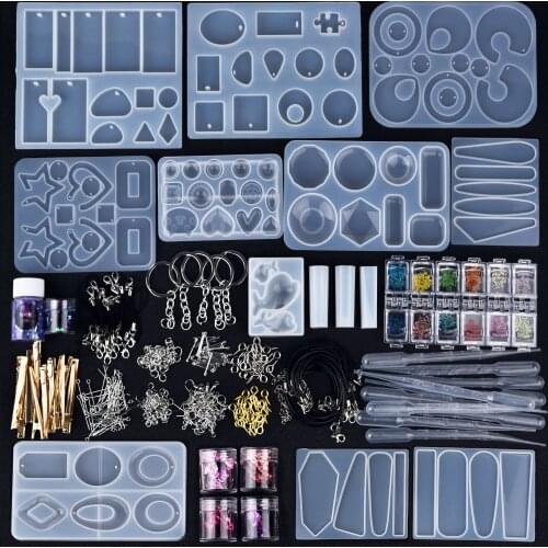 Mixed Style Jewelry Epoxy Resin Molds Kits For Jewelry Making DIY Earring Pendant Hairpin Findings UV Silicone Resin Tools Set