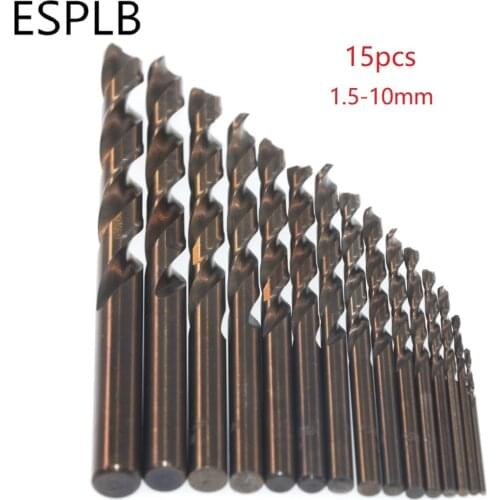 15pcs 1.5-10mm M35 Cobalt HSS Co High Speed Steel Drill Bits Set Metal Wood Working Straight Shank Twist Drill Bit Power Tools