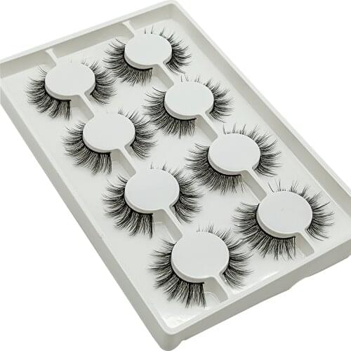 Eyelashes Pre-made Curling Fan Makeup Artificial Mink Eyelashes Natural Fluffy Eyelashes a Box of 8 Pairs of Factory Wholesale