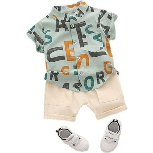 New Summer Baby Boys Clothes Suit Children Fashion Letter Cotton Shirt Shorts 2Pcs/Sets Toddler Casual Clothing Kids Tracksuits
