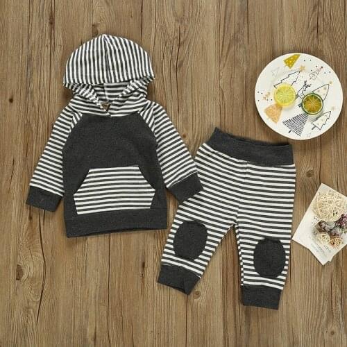 New European and American black and gray pattern sweater baby childrens sweater set