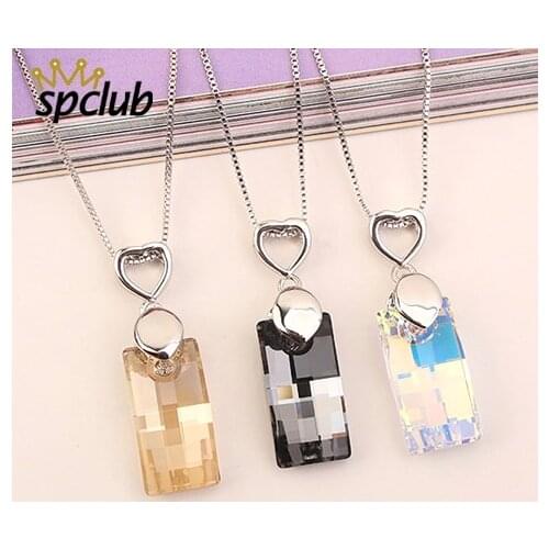 Fashion Accessories Geometric Necklace Bijoux Crystals from Swarovski Charm Luxury Pendant Sweet Necklaces For Women Jewelry