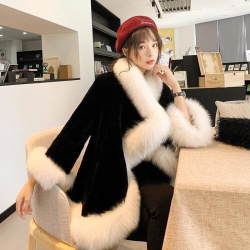 Casual New Imitation Mink Fur Coat In Autumn And Winter Of 2021 New Fashion Womens Thickened Warm Fur Cloak Shawl Thin Coat