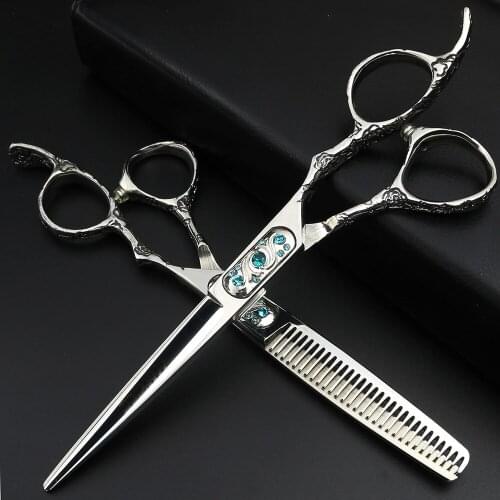 Barber Professional Hairdressing Scissors 6 Inch Japan 440C Hair Salon Cutting Scissors and Thinning Scissors Set