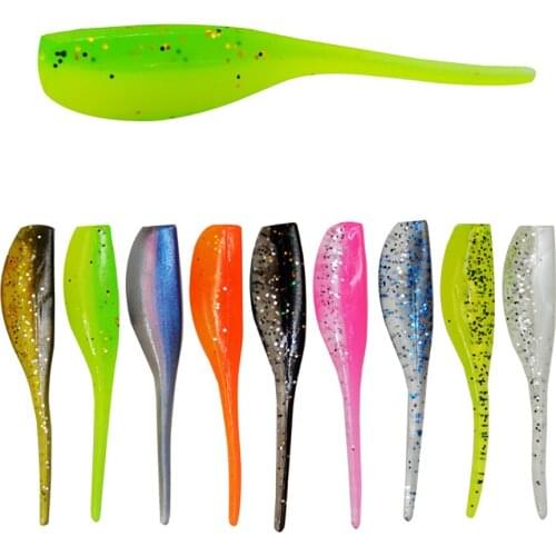 20PCS/Lot Two-Color Tip Tail Lure 50mm/0.9g Soft Fishing Lure Silicone Bionic Soft Worm Baits Artificial Baits Fishing Tools