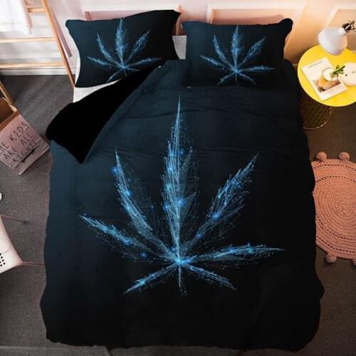 Psychedelic Weed Leaves Duvet Cover With Pillowcase 2/3PCS Plants Maple Leaf Single Double King Queen Bedding Sets Bedclothes