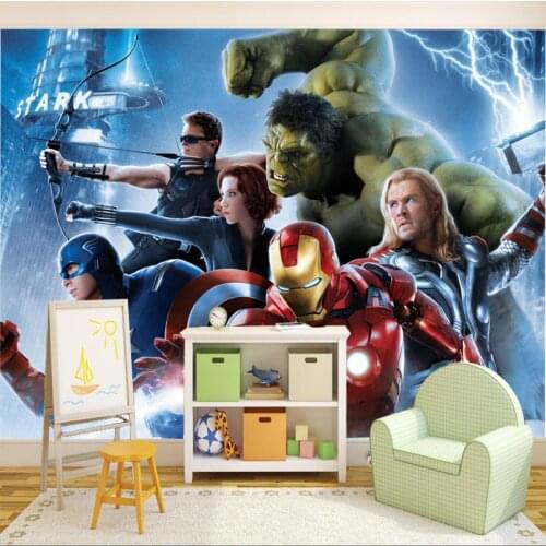 New custom size PVC waterproof imitation silk living room Iron Man bedroom childrens room movie theme 3D wallpaper mural