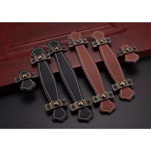 Artificial Leather Cabinet Handles Furniture Wardrobe Drawer Dresser Pulls Knobs, 6 Sizes Choices