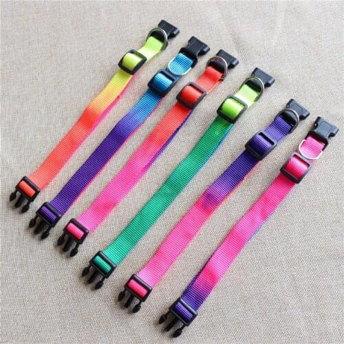 Cute Adjustable Multicolor Cat Dog Collar Pet Neck Ring Pet Rainbow Color Safety Dog Collars with Bells Pet Neck Strap Supplies