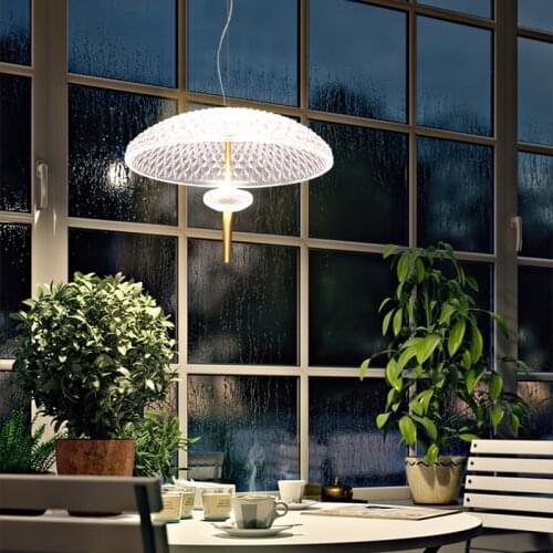 Modern Transparent glass umbrella LED pendant lights bar lighting Nordic living room restaurant deco hanging lamp corridor light