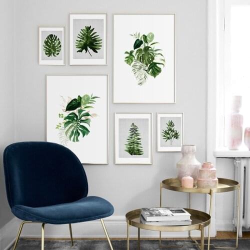 Scandinavian Style Tropical Plants Poster Green Leaves Decorative Picture Modern Wall Art Paintings for Living Room Home Decor