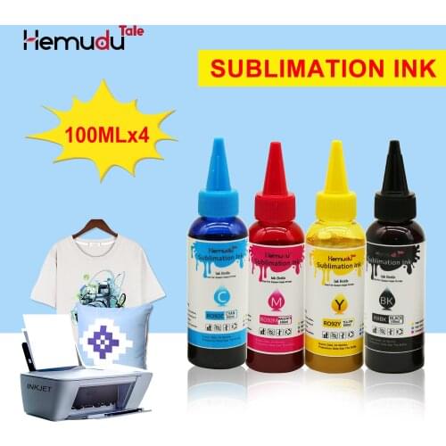 Inkjet Sublimation Ink Universal 4 Color x 100ML For Epson Desktop Printers Heat Transfer Ink Heat Press Used