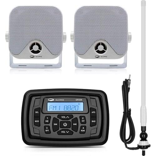Waterproof Marine Audio Boat Stereo Bluetooth Radio FM AM Receiver Car MP3 Player+4 Inch Marine Speaker+Antenna For ATV RV Pool