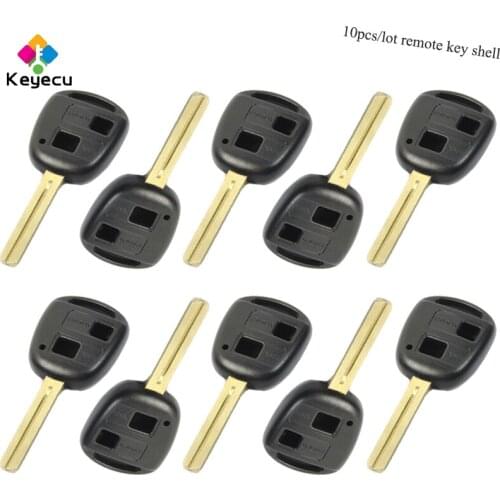 KEYECU 10PCS/Lot Replacement Remote Key Shell - 2 Buttons TOY48 Blade Without Buttons Pad - FOB for Toyota Land Cruiser
