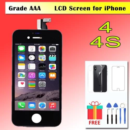 Black White LCD For iPhone 4 4S 4G LCD Display Touch Screen Digitizer Assembly For iPhone 4G 4S Front Pantalla AAA Replacement