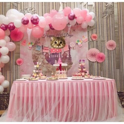 1pc 2 Layers Table Skirt Tulle Tutu Table Skirt For Birthday Wedding Festive Party Decor Table Cloth Tableware