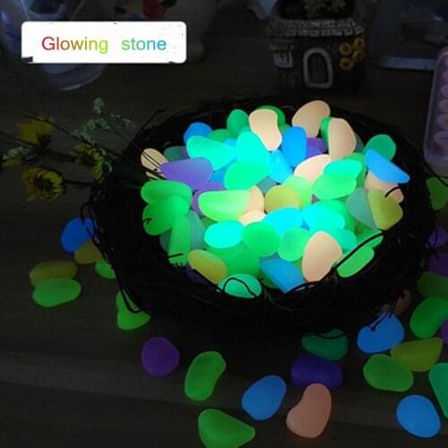 10Pcs Glow in the Dark Pebbles Artificial Stone Walkway Aquarium Fish Tank Decor Garden Decoration