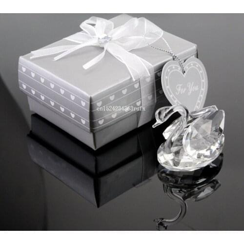 100pcs Wedding Gift Swan Crystal Wedding Souvenir in Gift Box for Baby Shower Boy Girl Party Birthday Favor Box