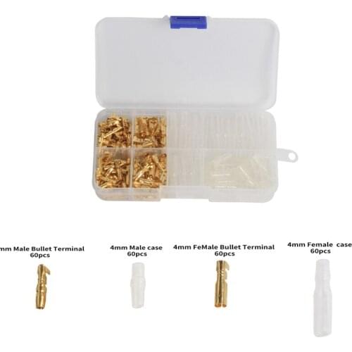 240Pcs 4mm Male & Female Wire Bullet Crimp Connectors Terminal Car Auto Motorcycle Bullet Terminals+ Insulation Sheath