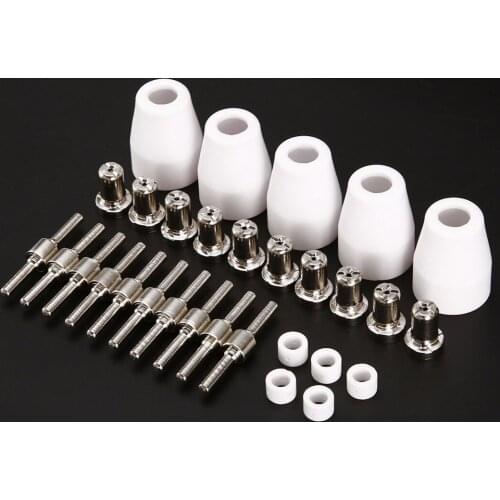 30pcs Plasma Cutter Accessories LG-40 PT-31 Plasma Cutter Consumables Extended Nickel-Plated CUT40 Welding Nozzles