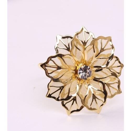 4PCS/Metal Napkin Ring Flower Alloy Napkin Ring Flower Shape Napkin Ring Table Decoration Table Accessories Hotel Supplies