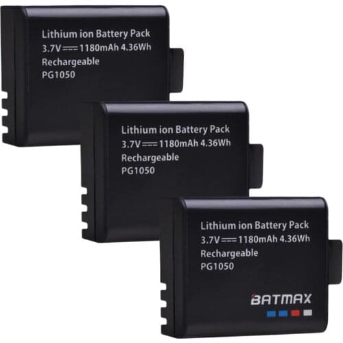 3Pcs 1180mAh PG1050 Rechargeable Li-ion Battery akku for SJCAM SJ4000 sj8000 sj9000 H9 H9R H8 H8R H8PRO SOOCOO C30 Sport Camera